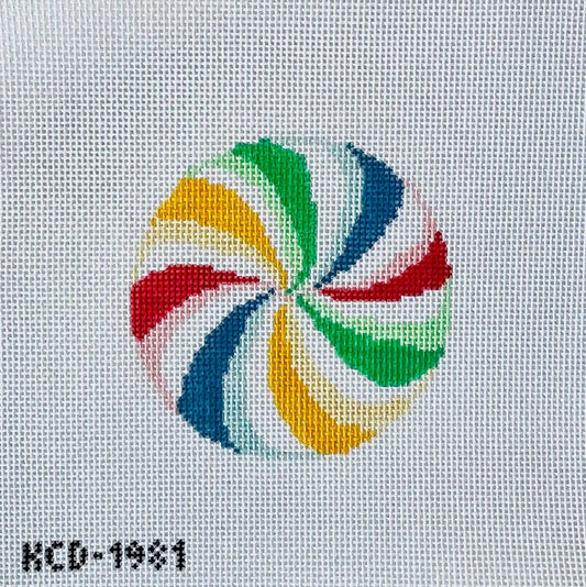 Rainbow Peppermint Round Needlepoint Canvas