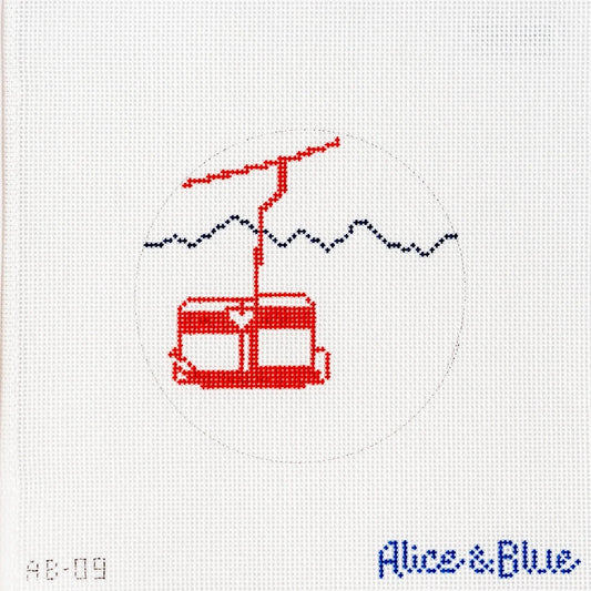 Double Chair Ski Round Needlepoint Canvas