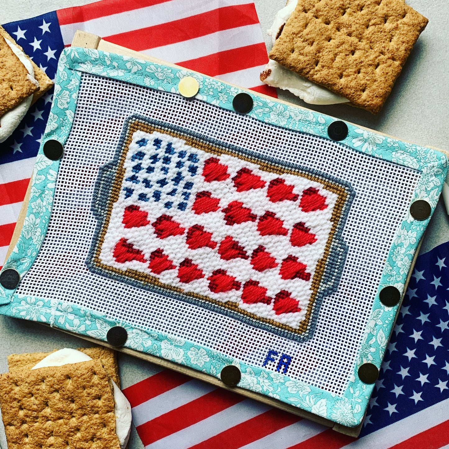 American Flag Cake Needlepoint Canvas