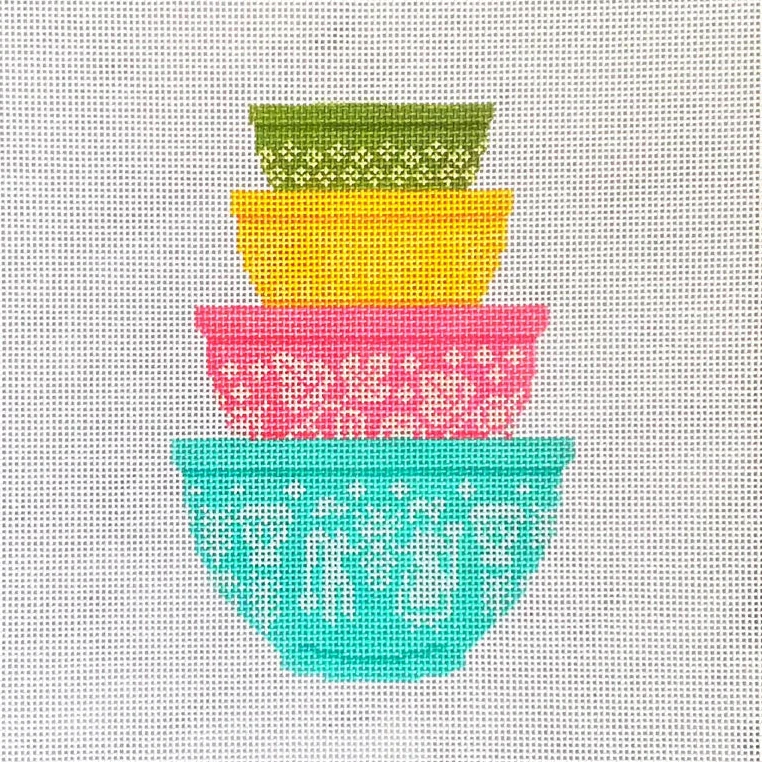 Vintage Mixing Bowls - Multi Print Needlepoint Canvas