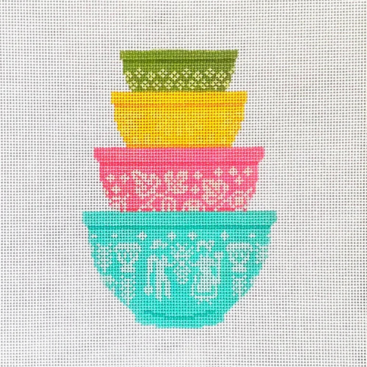 Vintage Mixing Bowls - Multi Print Needlepoint Canvas