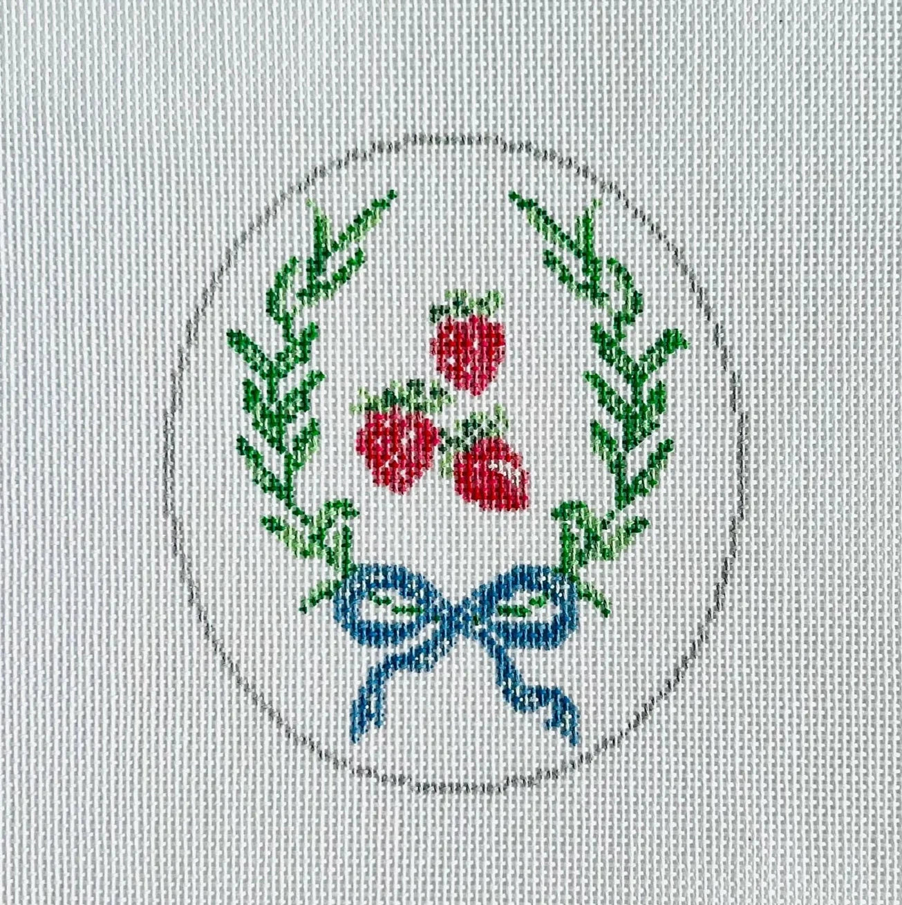 Strawberries Oval Ornament Needlepoint Canvas