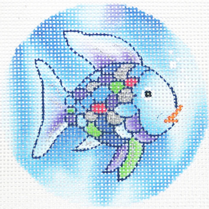 Rainbow Fish Round Needlepoint Canvas