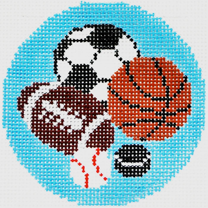 All Sports Round Needlepoint Canvas