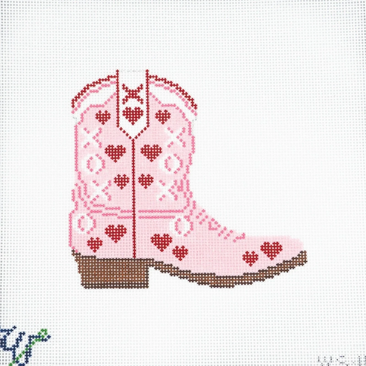 Valentine's Cowgirl Boot Needlepoint Canvas
