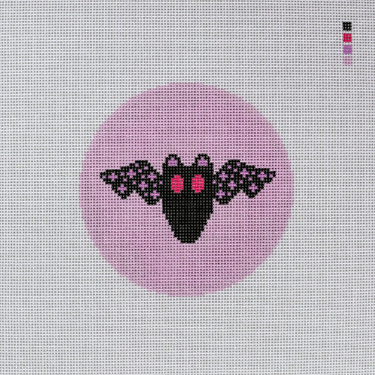Black Bat Round Needlepoint Canvas