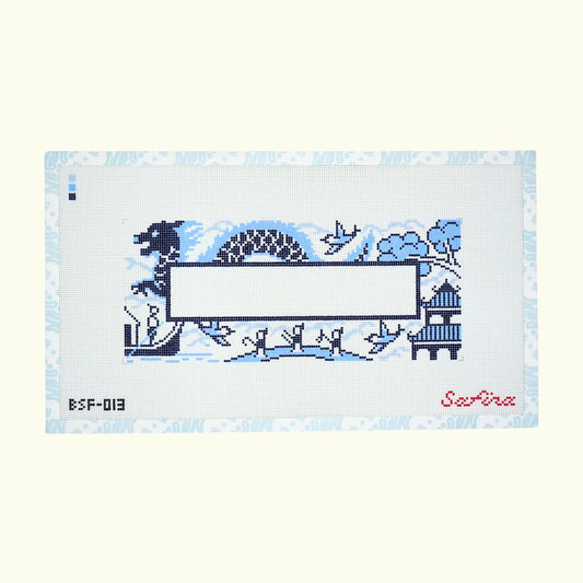 Large Blue Willow Chinoiserie Needlepoint Canvas