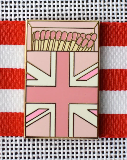 Pink British Flag Matchbox Needle Minder