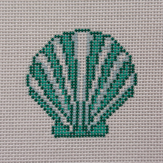 Small Green Seashell Needlepoint Canvas