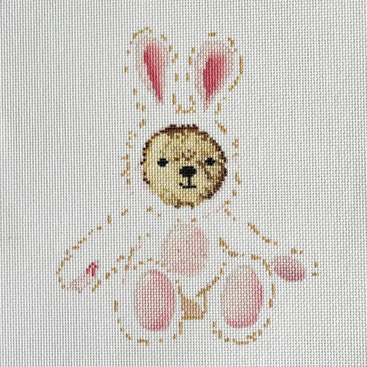Pink Bunny Bear Needlepoint Canvas
