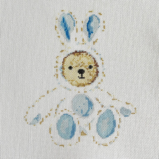 Blue Bunny Bear Needlepoint Canvas