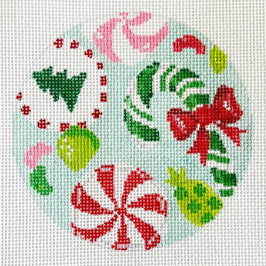 Holiday Candies Round Needlepoint Canvas