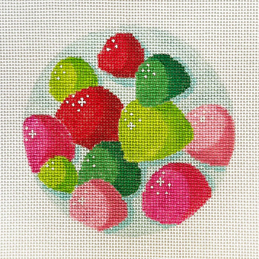 Holiday Gumdrops Round Needlepoint Canvas