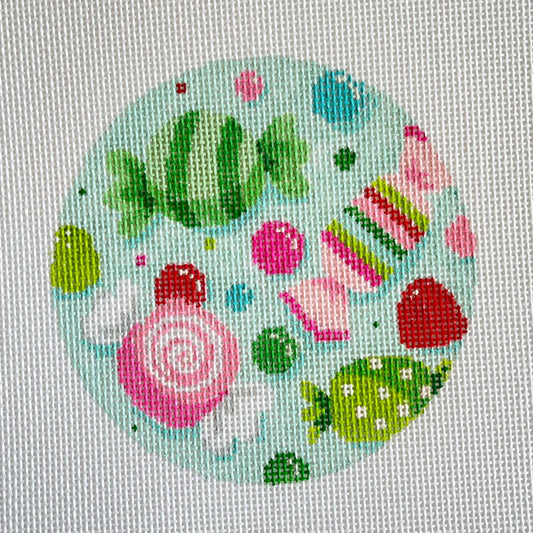 Holiday Taffy Round Needlepoint Canvas