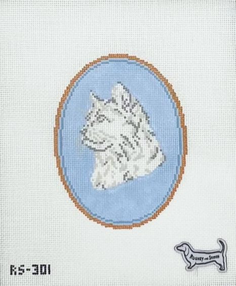 Long Haired Cat Cameo Needlepoint Canvas