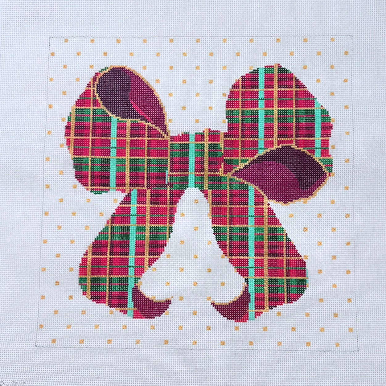 Large Bow - Plaid Needlepoint Canvas