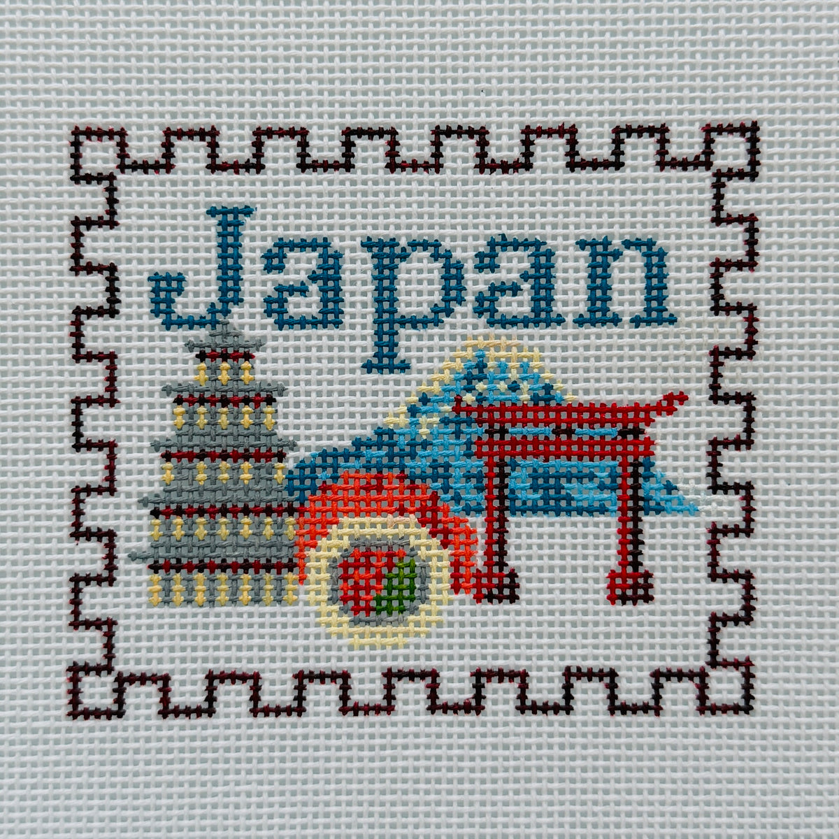 Japan Stamp Needlepoint Canvas