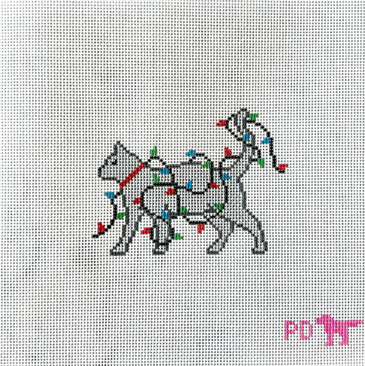 Cat in Lights Needlepoint Canvas