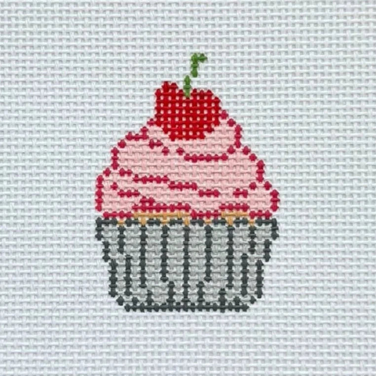 Mini Cherry Cupcake Needlepoint Canvas