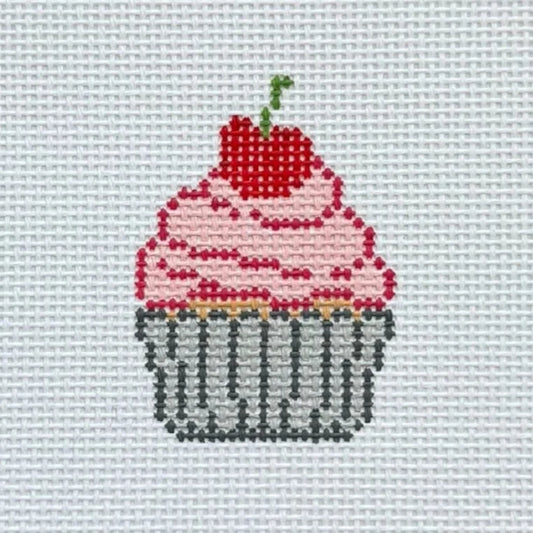 Mini Cherry Cupcake Needlepoint Canvas