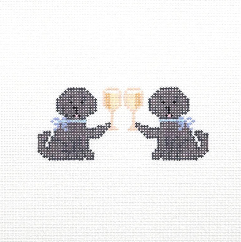 Drinking Buddies - Black Lab Needlepoint Canvas