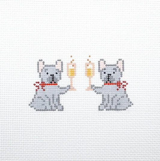 Drinking Buddies - French Bulldog Needlepoint Canvas