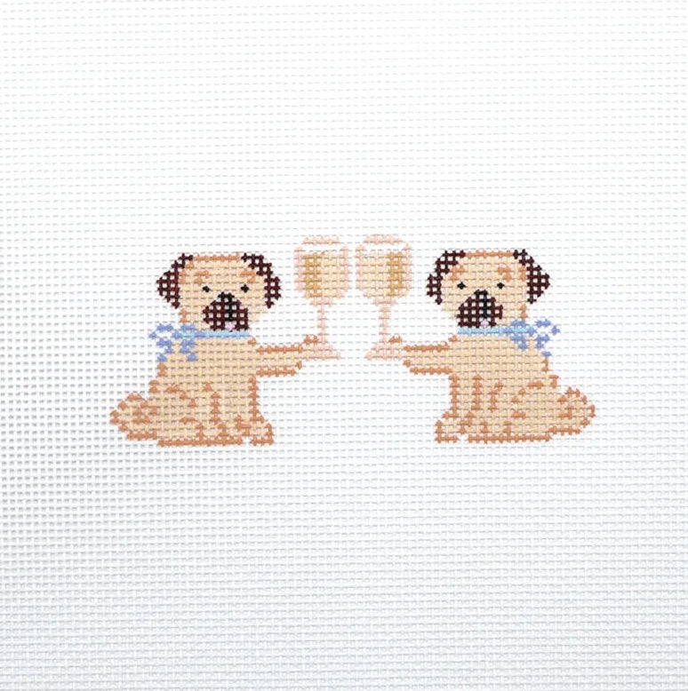 Drinking Buddies - Pug Needlepoint Canvas