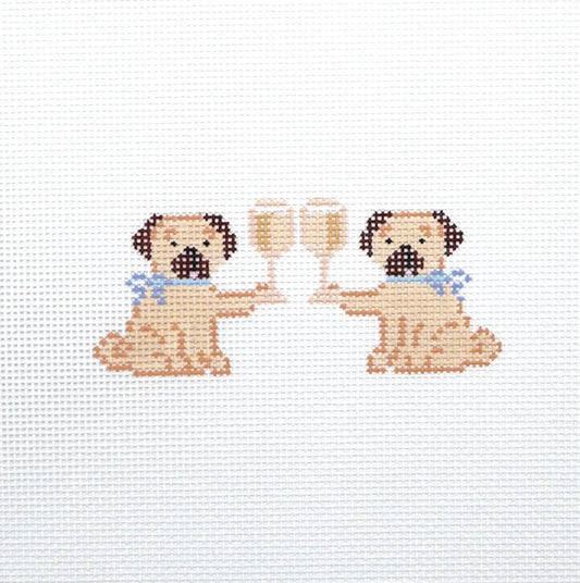 Drinking Buddies - Pug Needlepoint Canvas