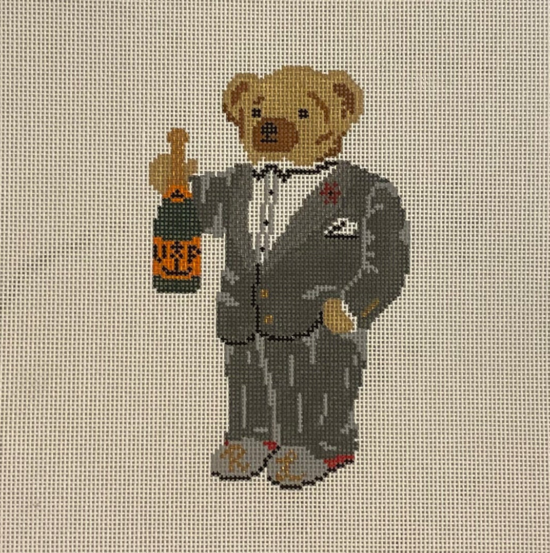 Champagne Bear Needlepoint Canvas