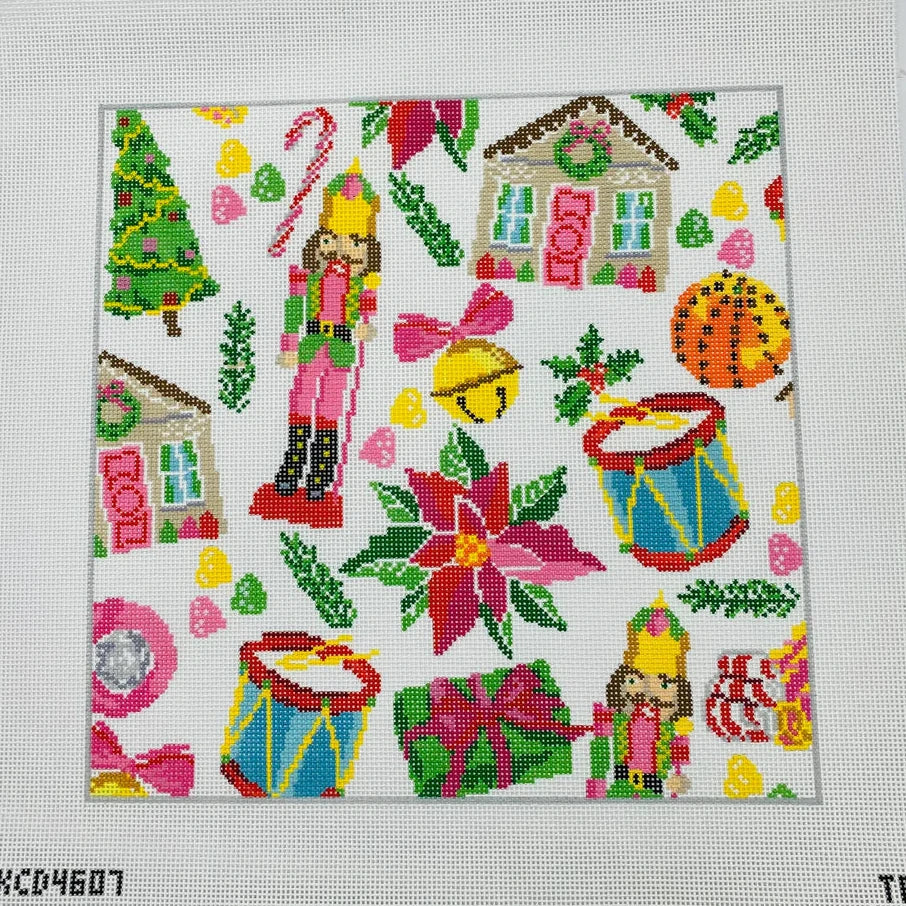 Christmas Collage Pillow Needlepoint Canvas