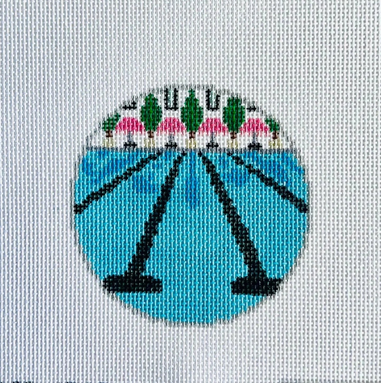 Sun and Swim Round Needlepoint Canvas