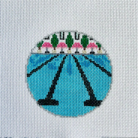 Sun and Swim Round Needlepoint Canvas