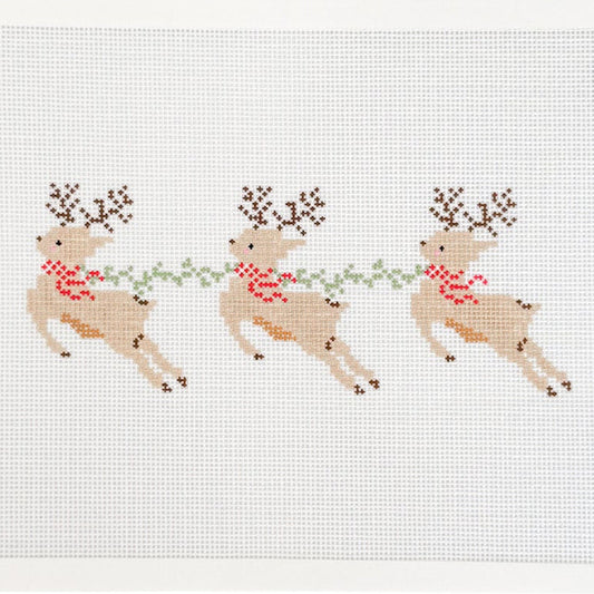 Santa's Reindeer Needlepoint Canvas