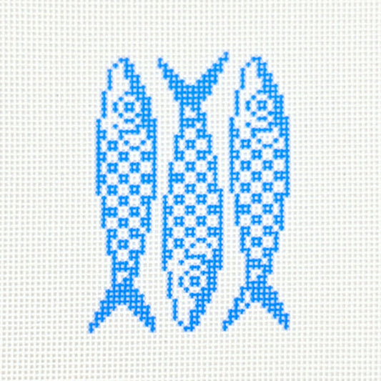 Euro Summer Mini Checkered Sardines Needlepoint Canvas