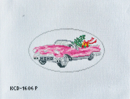 Pink Christmas Cadillac Needlepoint Canvas