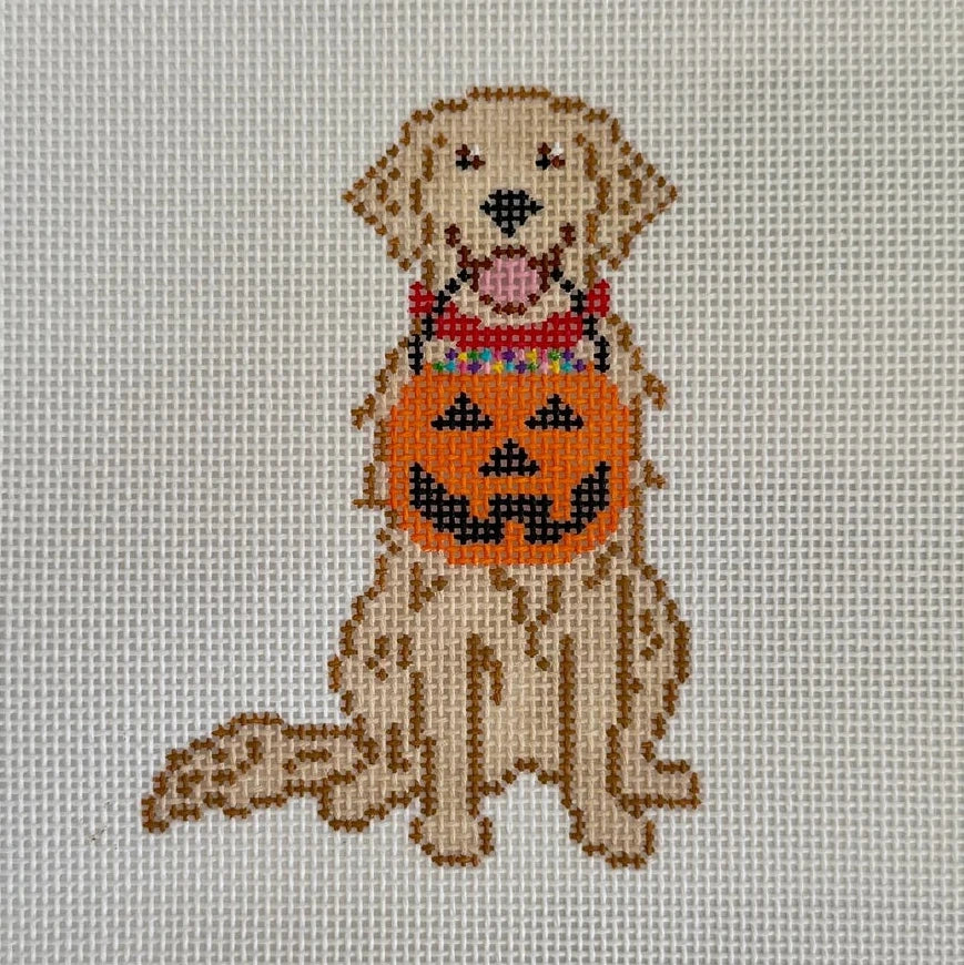 Halloween Dog - Golden Retriever Needlepoint Canvas