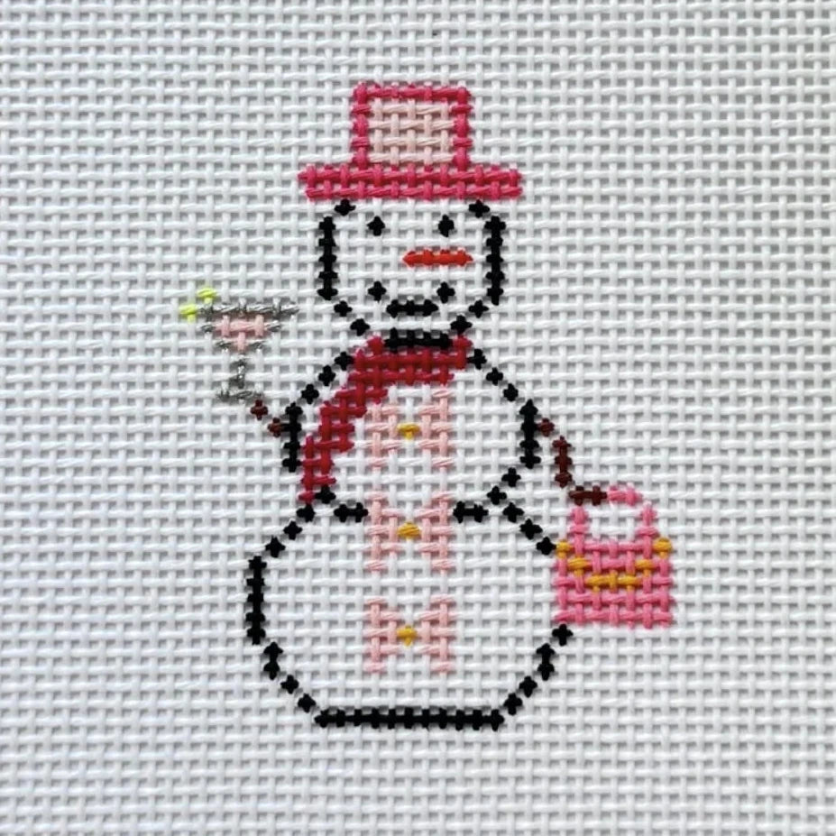 Fancy Snow Girl with Pink Bag and Cosmo Needlepoint Canvas