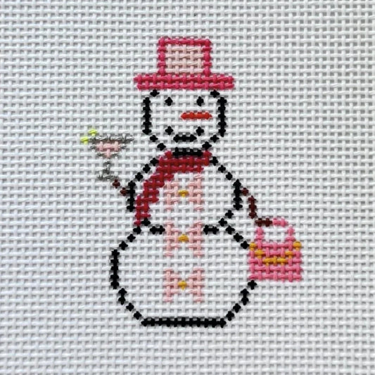 Fancy Snow Girl with Pink Bag and Cosmo Needlepoint Canvas
