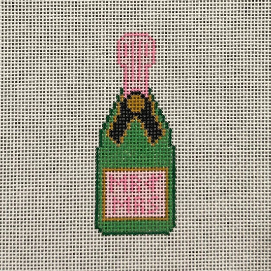 Pink Mini Mr. and Mrs. Mini Champagne Bottle Needlepoint Canvas