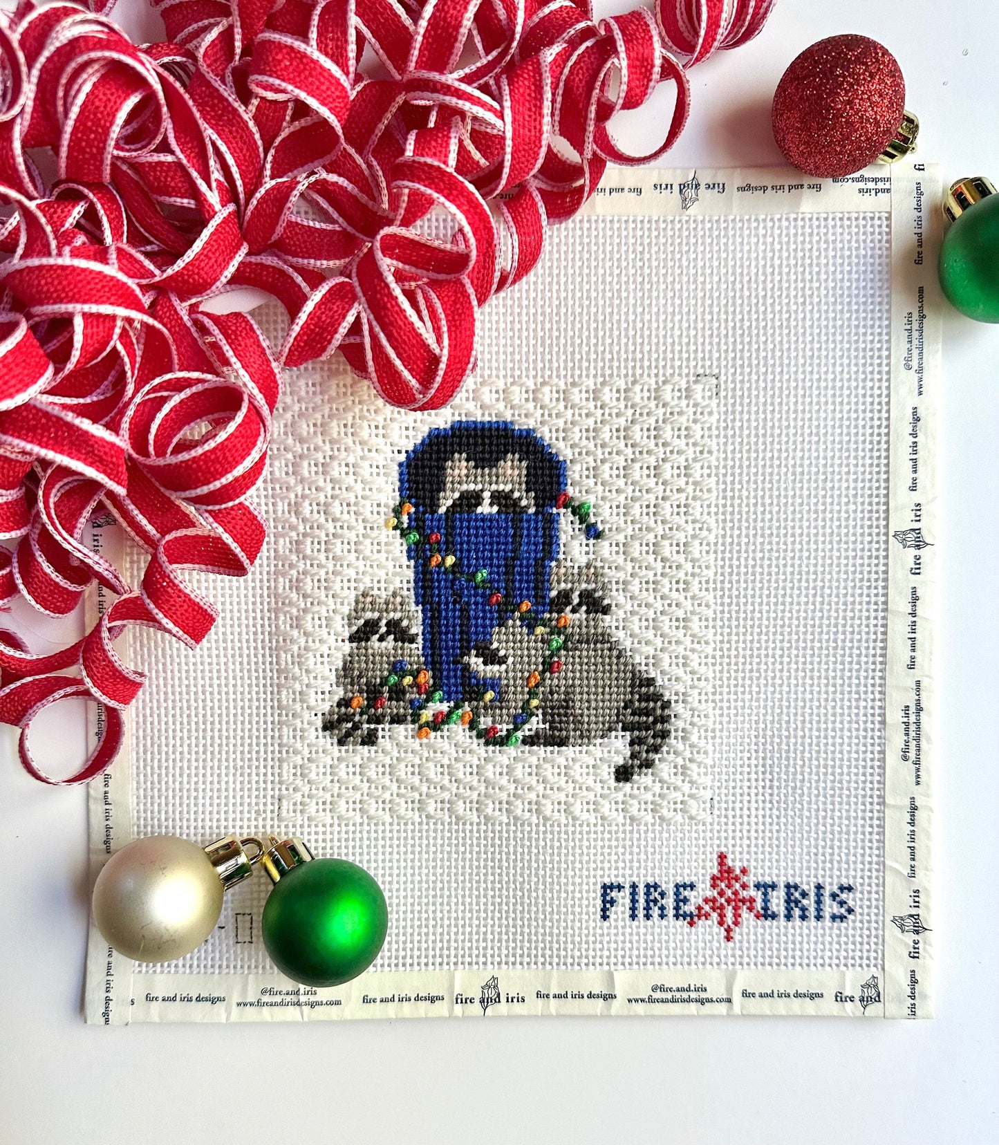 Rocky Raccoon's Holiday Party Needlepoint Canvas