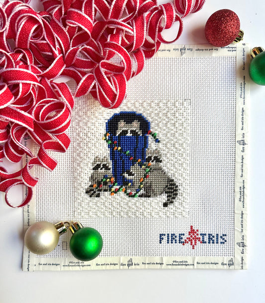 Rocky Raccoon's Holiday Party Needlepoint Canvas