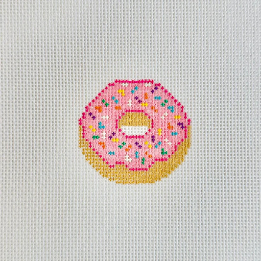 Mini Strawberry Sprinkle Donut Needlepoint Canvas