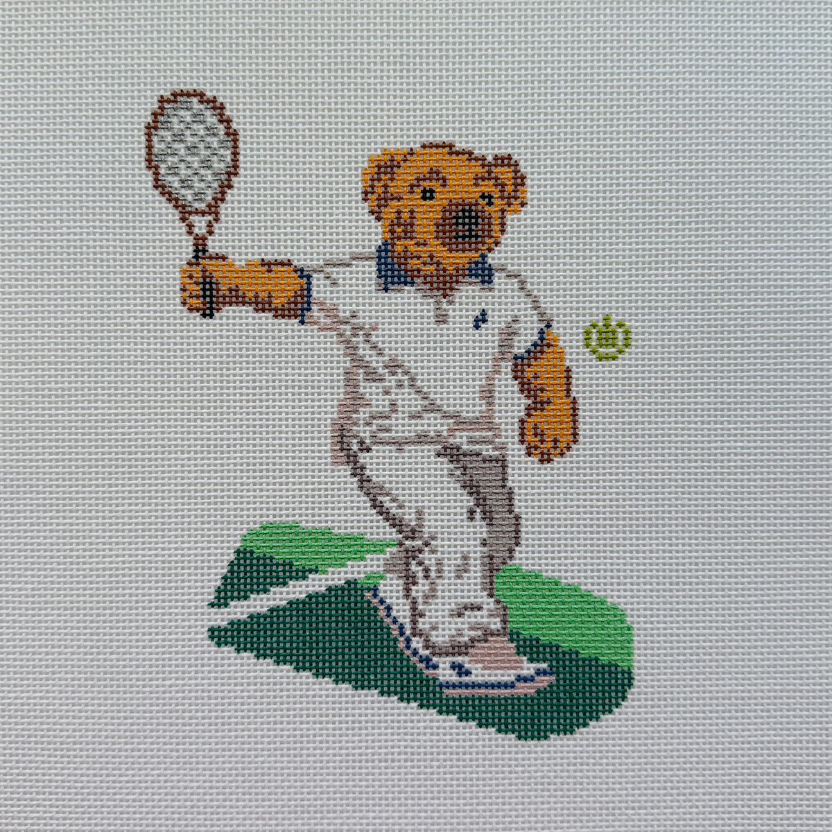 Boy Tennis Bear Needlepoint Canvas