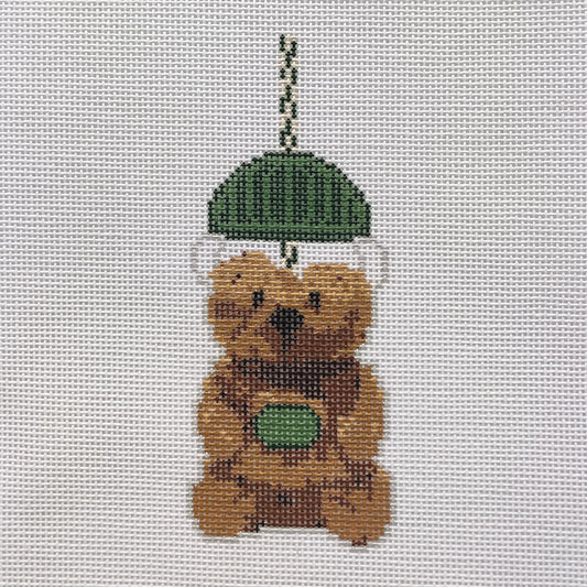 Teddy Bear Iced Coffee Needlepoint Canvas