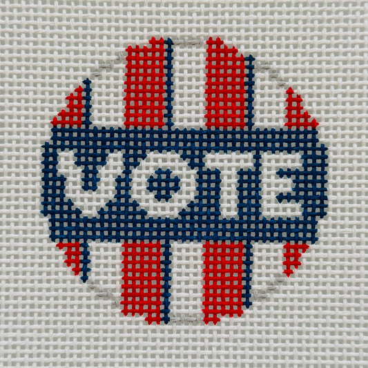 Mini Patriotic Vote Round Needlepoint Canvas