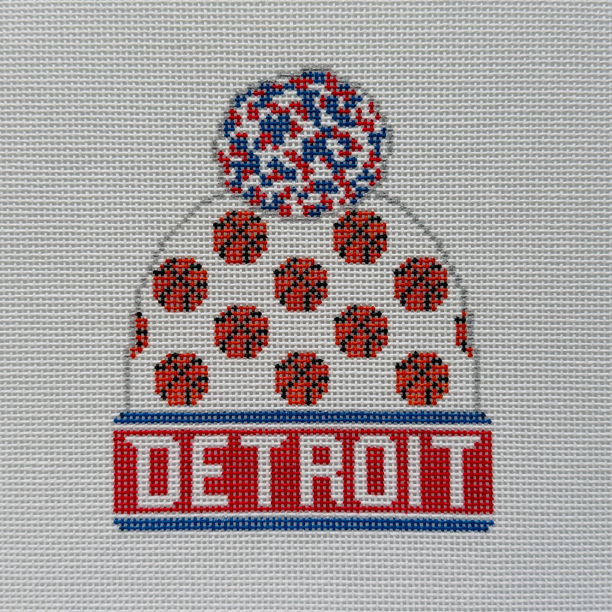 Detroit Basketball Beanie Needlepoint Canvas