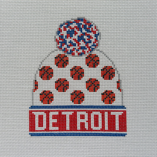 Detroit Basketball Beanie Needlepoint Canvas