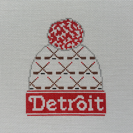 Detroit Hockey Beanie Needlepoint Canvas