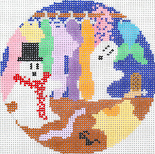 Ghosts Dressing Up Round Needlepoint Canvas