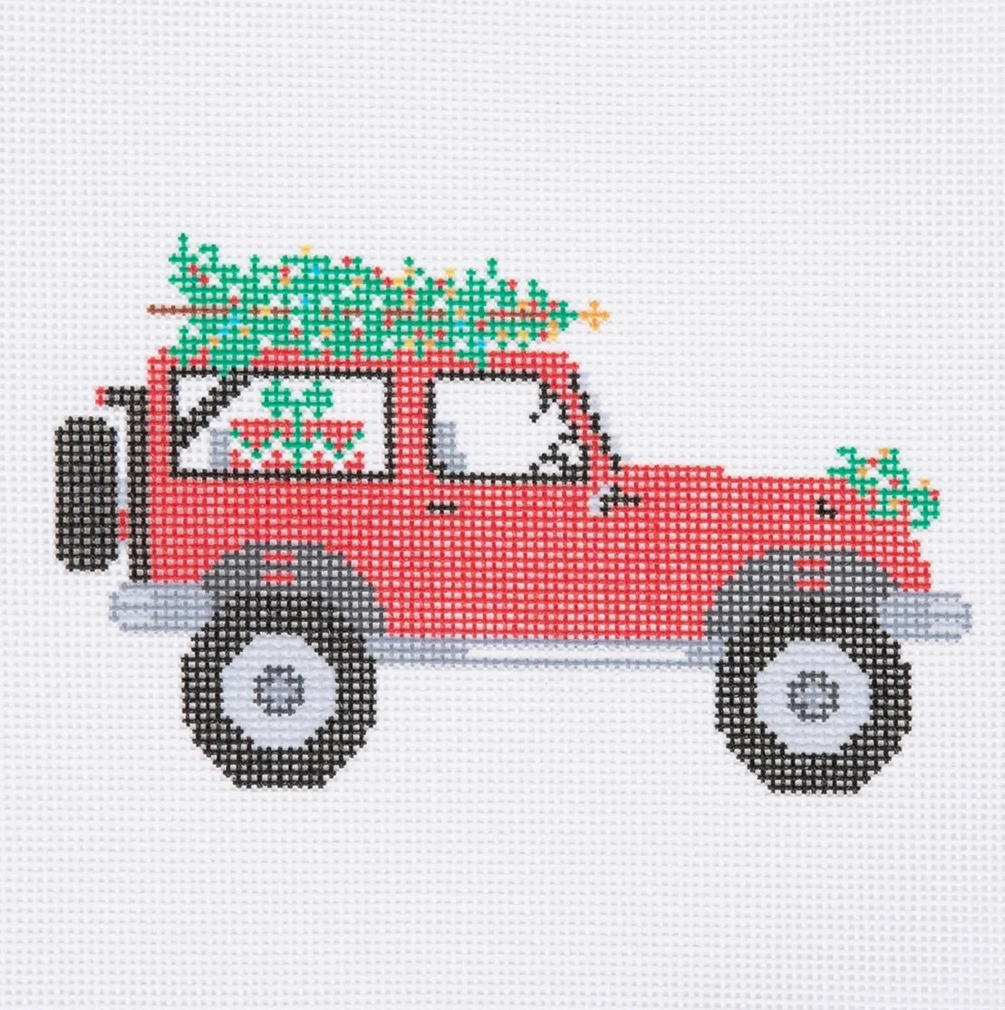 Holiday Jeep Needlepoint Canvas